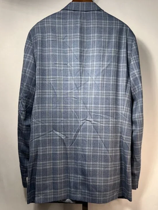 NWT WALTER MORTON 45XL Light Blue Plaid 2 Btn 100% Wool Blazer Made in USA - Picture 4 of 8